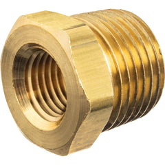 USA Sealing - Brass & Chrome Pipe Fittings; Type: Hex Bushing ; Fitting Size: 1-1/2 x 3/4 ; End Connections: MNPT x FNPT ; Material: Brass ; Pressure Rating (psi): 125 ; Finish/Coating: Uncoated - Exact Industrial Supply