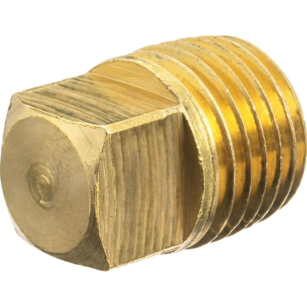 USA Sealing - Brass & Chrome Pipe Fittings; Type: Solid Square Head Plug ; Fitting Size: 3/8 ; End Connections: MNPT ; Material: Brass ; Pressure Rating (psi): 125 ; Finish/Coating: Uncoated - Exact Industrial Supply