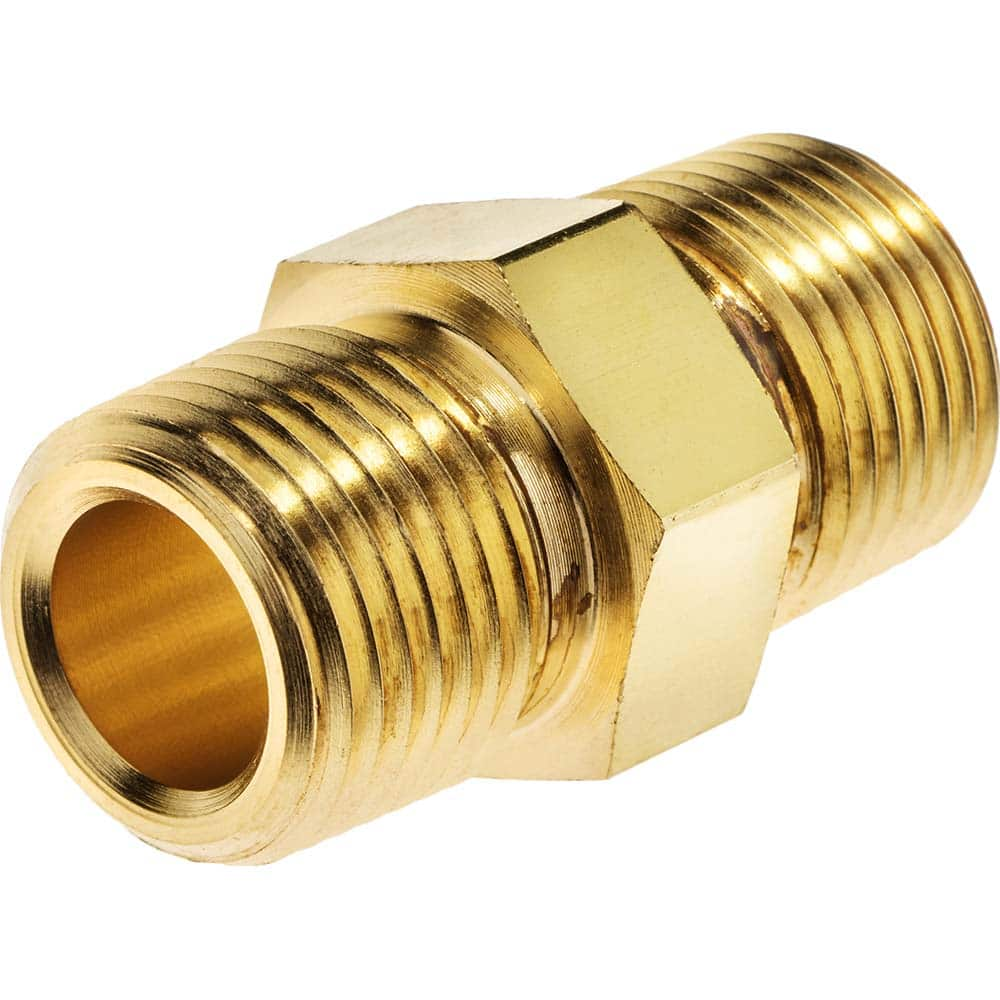 USA Sealing - Brass & Chrome Pipe Fittings; Type: Adapter ; Fitting Size: 3/4 x 3/4 ; End Connections: MNPT x MBSPP ; Material: Brass ; Pressure Rating (psi): 1000 ; Finish/Coating: Uncoated - Exact Industrial Supply