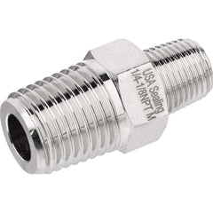 USA Sealing - Brass & Chrome Pipe Fittings; Type: Reducing Hex Nipple ; Fitting Size: 1/2 x 1/4 ; End Connections: MNPTF x MNPTF ; Material: Brass ; Pressure Rating (psi): 1000 ; Finish/Coating: Nickel Plated - Exact Industrial Supply