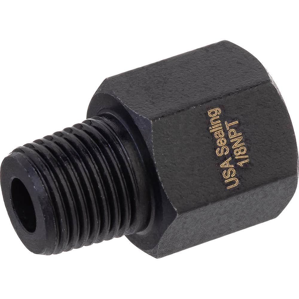 USA Sealing - Brass & Chrome Pipe Fittings; Type: Adapter ; Fitting Size: 3/8 x 3/8 ; End Connections: FNPTF x MNPTF ; Material: Brass ; Pressure Rating (psi): 1000 ; Finish/Coating: Black Zinc - Exact Industrial Supply