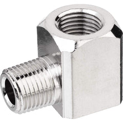 USA Sealing - Brass & Chrome Pipe Fittings; Type: 90 Elbow ; Fitting Size: 3/8 x 3/8 ; End Connections: FNPTF x MNPTF ; Material: Brass ; Pressure Rating (psi): 1000 ; Finish/Coating: Nickel Plated - Exact Industrial Supply