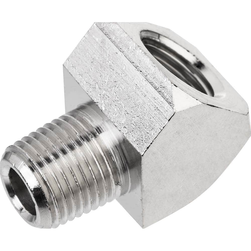 USA Sealing - Brass & Chrome Pipe Fittings; Type: 45 Elbow ; Fitting Size: 1/8 x 1/8 ; End Connections: FNPTF x MNPTF ; Material: Brass ; Pressure Rating (psi): 1000 ; Finish/Coating: Nickel Plated - Exact Industrial Supply