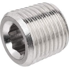 USA Sealing - Brass & Chrome Pipe Fittings; Type: Hex Drive Plug ; Fitting Size: 3/8 ; End Connections: MNPTF ; Material: Brass ; Pressure Rating (psi): 1000 ; Finish/Coating: Nickel Plated - Exact Industrial Supply