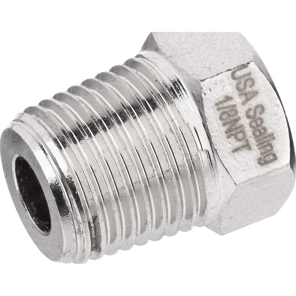 USA Sealing - Brass & Chrome Pipe Fittings; Type: Hex Plug ; Fitting Size: 3/8 ; End Connections: MNPTF ; Material: Brass ; Pressure Rating (psi): 1000 ; Finish/Coating: Nickel Plated - Exact Industrial Supply