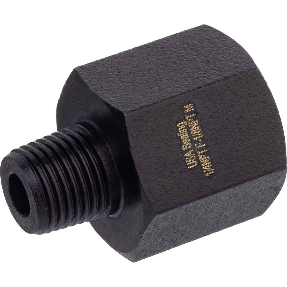 USA Sealing - Brass & Chrome Pipe Fittings; Type: Reducing Adapter ; Fitting Size: 1/2 x 3/8 ; End Connections: FNPTF x MNPTF ; Material: Brass ; Pressure Rating (psi): 1000 ; Finish/Coating: Black Zinc - Exact Industrial Supply