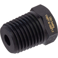 USA Sealing - Brass & Chrome Pipe Fittings; Type: Hex Bushing ; Fitting Size: 1/2 x 1/4 ; End Connections: MNPTF x FNPTF ; Material: Brass ; Pressure Rating (psi): 1000 ; Finish/Coating: Black Zinc - Exact Industrial Supply