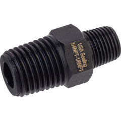 USA Sealing - Brass & Chrome Pipe Fittings; Type: Reducing Hex Nipple ; Fitting Size: 1/2 x 1/4 ; End Connections: MNPTF x MNPTF ; Material: Brass ; Pressure Rating (psi): 1000 ; Finish/Coating: Black Zinc - Exact Industrial Supply