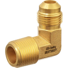 USA Sealing - Metal Flared Tube Fittings; Type: 90 Elbow ; Flared Degrees: 45 ; End Connections: Male JIC x MBSPT ; Thread Size: 3/4 ; Tube Outside Diameter (Inch): 3/8 ; Thread Type: Male BSPT - Exact Industrial Supply