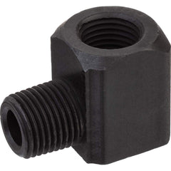 USA Sealing - Brass & Chrome Pipe Fittings; Type: 90 Elbow ; Fitting Size: 1/4 x 1/4 ; End Connections: FNPTF x MNPTF ; Material: Brass ; Pressure Rating (psi): 1000 ; Finish/Coating: Black Zinc - Exact Industrial Supply