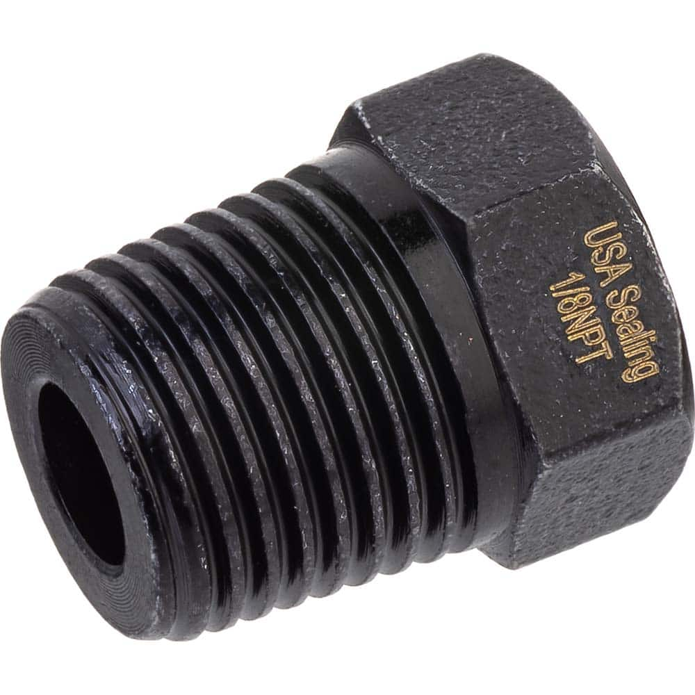 USA Sealing - Brass & Chrome Pipe Fittings; Type: Hex Plug ; Fitting Size: 1/2 ; End Connections: MNPTF ; Material: Brass ; Pressure Rating (psi): 1000 ; Finish/Coating: Black Zinc - Exact Industrial Supply