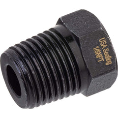 USA Sealing - Brass & Chrome Pipe Fittings; Type: Hex Plug ; Fitting Size: 3/8 ; End Connections: MNPTF ; Material: Brass ; Pressure Rating (psi): 1000 ; Finish/Coating: Black Zinc - Exact Industrial Supply