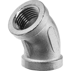 USA Sealing - Stainless Steel Pipe Fittings; Type: 45 Elbow ; Fitting Size: 1/2 x 1/2 ; End Connections: FBSPP x FBSPP ; Material Grade: 304 ; Pressure Rating (psi): 150 - Exact Industrial Supply