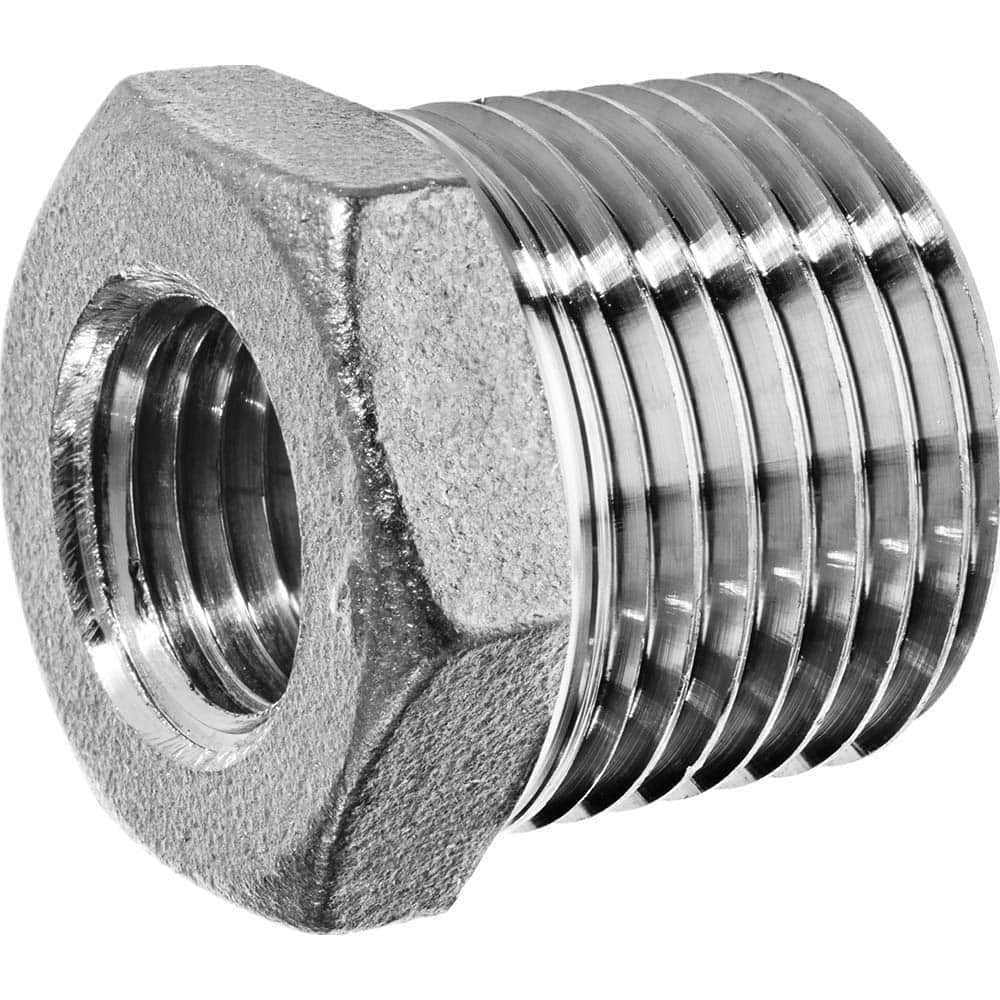 USA Sealing - Aluminum Pipe Fittings; Type: Hex Bushing ; Fitting Size: 1/2 x 1/4 ; End Connections: MNPT x FNPT ; Material Grade: Class 150 ; Pressure Rating (psi): 150 - Exact Industrial Supply