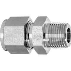 USA Sealing - Metal Compression Tube Fittings; Type: Male Straight Fitting ; End Connections: Tube OD x Male NPT ; Tube Outside Diameter (Inch): 3/8 ; Thread Size: 3/8 ; Material: Steel - Exact Industrial Supply