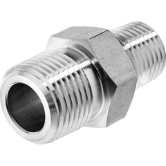 USA Sealing - Stainless Steel Pipe Fittings; Type: Reducing Hex Nipple ; Fitting Size: 1/2 x 3/8 ; End Connections: MNPT x MNPT ; Material Grade: 304 ; Pressure Rating (psi): 7200 - Exact Industrial Supply