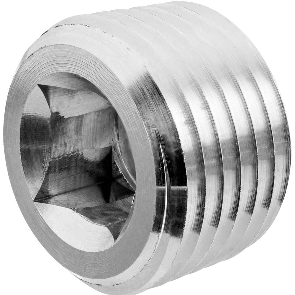 USA Sealing - Aluminum Pipe Fittings; Type: Square Socket Plug ; Fitting Size: 1-1/4 ; End Connections: MNPT ; Material Grade: Class 150 ; Pressure Rating (psi): 150 - Exact Industrial Supply