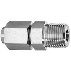 USA Sealing - Metal Flared Tube Fittings; Type: Straight Adapter ; Flared Degrees: 37 ; End Connections: Male JIC x MNPT ; Thread Size: 1/4 ; Tube Outside Diameter (Inch): 1/4 ; Thread Type: MNPT - Exact Industrial Supply