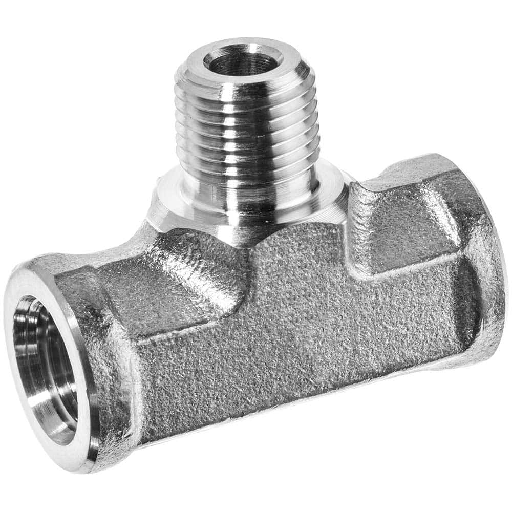 USA Sealing - Stainless Steel Pipe Fittings; Type: Branch Tee ; Fitting Size: 1/4 x 1/4 x 1/4 ; End Connections: FNPT x FNPT x MNPT ; Material Grade: 304 ; Pressure Rating (psi): 7500 - Exact Industrial Supply