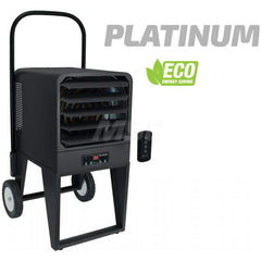 Electric Forced Air Heaters; Heater Type: Portable Unit; Maximum BTU Rating: 25590; Voltage: 240V; Phase: 1; Wattage: 7500; Overall Length (Inch): 41-1/4; Overall Length (Decimal Inch): 41.2500; Overall Width (Inch): 19; Overall Width (Decimal Inch - 4 De