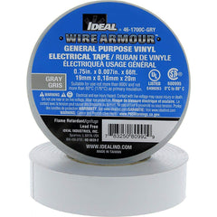 Vinyl Film Electrical Tape: 3/4″ Wide, 66' Long, 7 mil Thick, Gray 32 to 176 ° F Operating Temp, 7,000 V/mil, Series 46-1700C