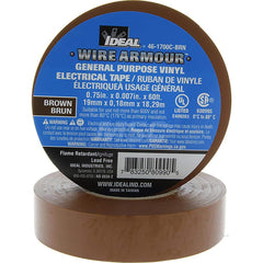 Vinyl Film Electrical Tape: 3/4″ Wide, 66' Long, 7 mil Thick, Brown 32 to 176 ° F Operating Temp, 7,000 V/mil, Series 46-1700C