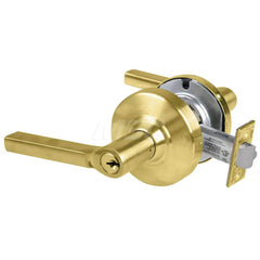 Lever Locksets; Type: Cylindrical Lock; Key Type: Keyed Different; Strike Type: Curved Lip Strike; Finish/Coating: Satin Brass; Material: Metal; Material: Metal; Door Thickness: 1.75 in; Backset: 2.75 in; Cylinder Type: Schlage C Keyway; Minimum Order Qua