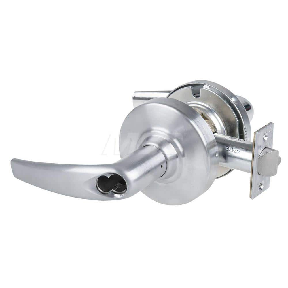 Lever Locksets; Type: Cylindrical Lock; Key Type: Keyless; Strike Type: Curved Lip Strike; Finish/Coating: Satin Chrome; Material: Metal; Material: Metal; Door Thickness: 1.75 in; Backset: 2.75 in; Cylinder Type: No Keyway; Minimum Order Quantity: Metal;