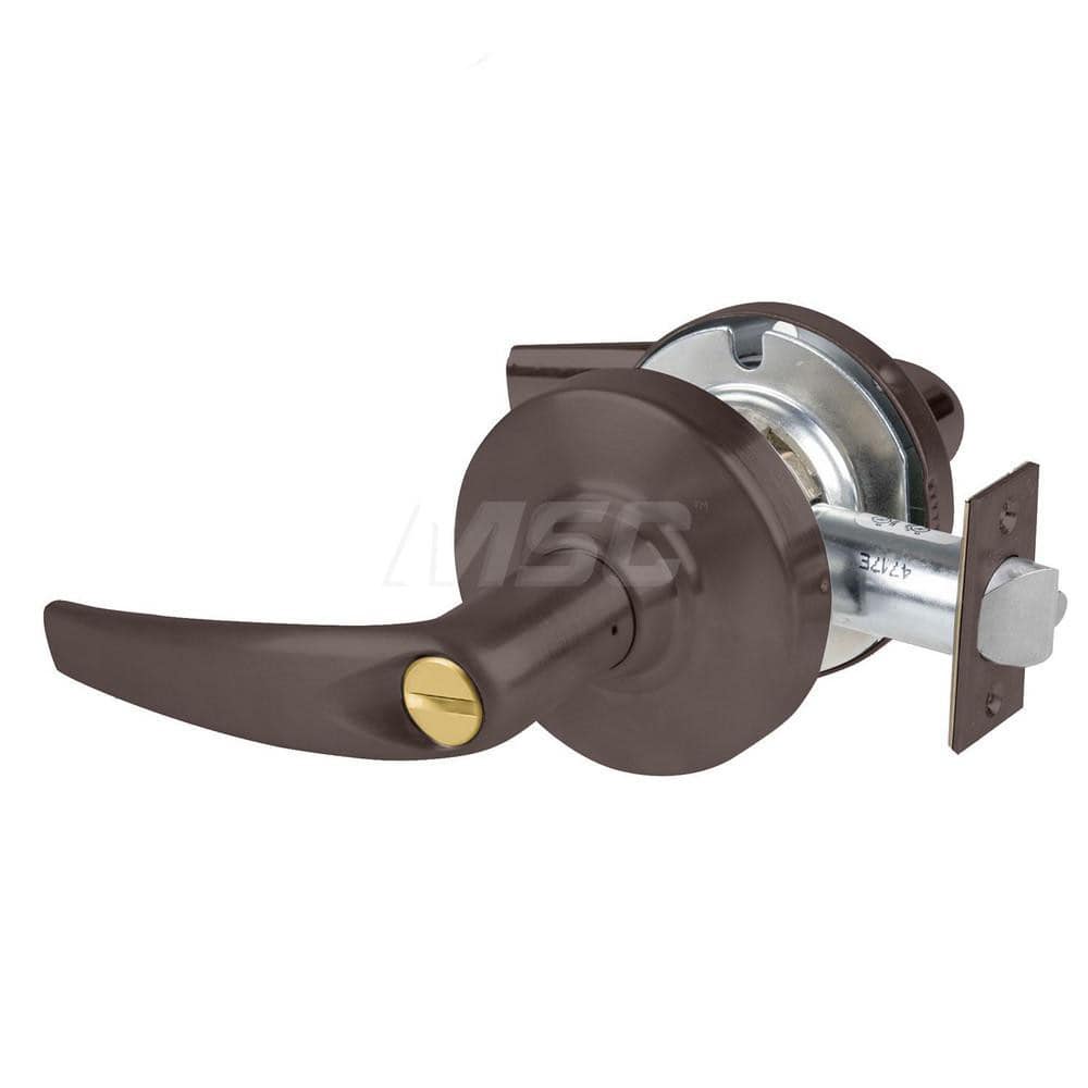 Lever Locksets; Type: Cylindrical Lock; Key Type: Keyless; Strike Type: Curved Lip Strike; Finish/Coating: Oil Rubbed Bronze; Material: Metal; Material: Metal; Door Thickness: 1.75 in; Backset: 2.75 in; Cylinder Type: No Keyway; Minimum Order Quantity: Me