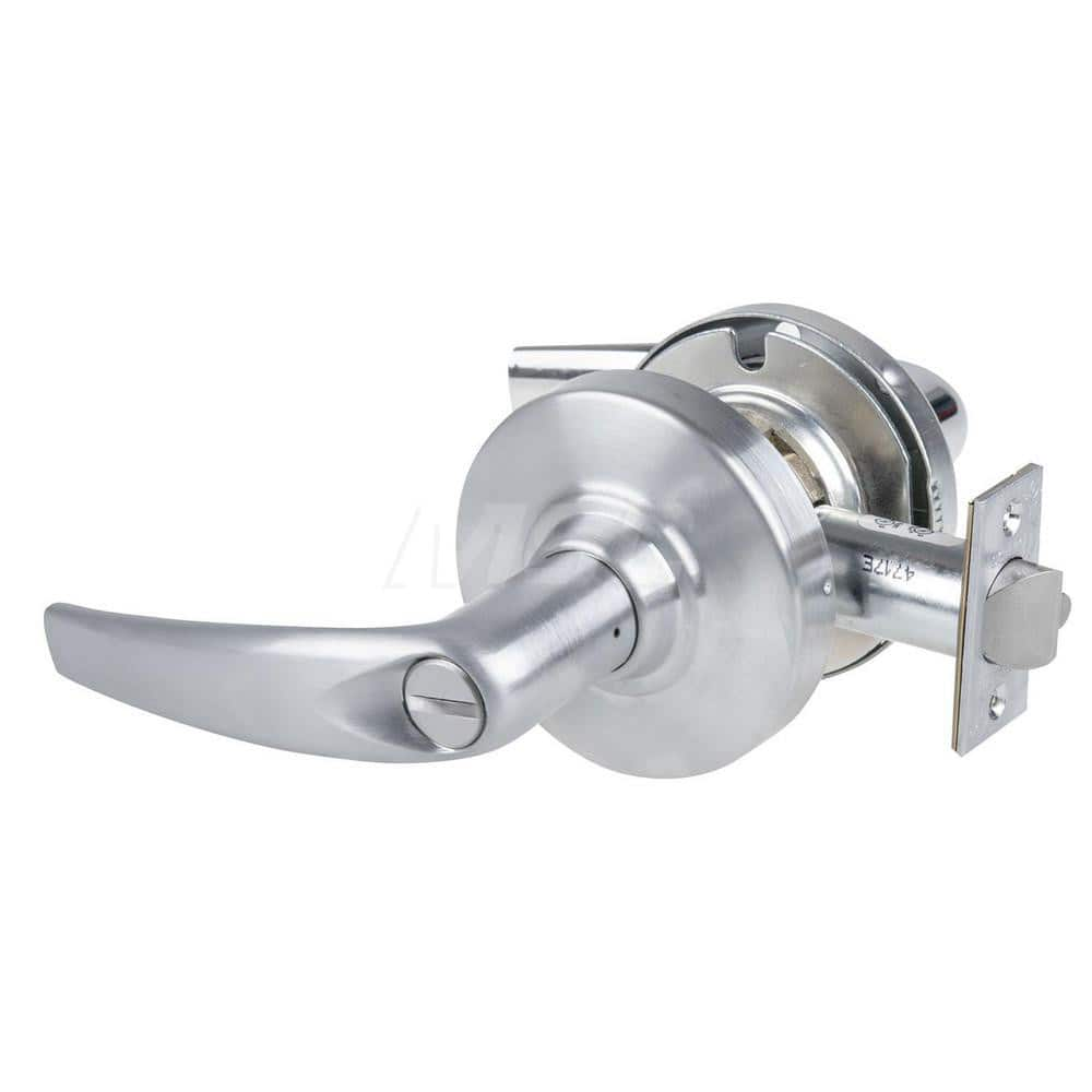 Lever Locksets; Type: Cylindrical Lock; Key Type: Keyless; Strike Type: Curved Lip Strike; Finish/Coating: Satin Chrome; Material: Metal; Material: Metal; Door Thickness: 1.75 in; Backset: 2.75 in; Cylinder Type: No Keyway; Minimum Order Quantity: Metal;