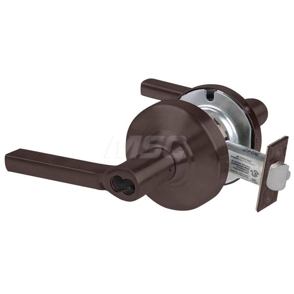 Lever Locksets; Type: Cylindrical Lock; Key Type: Keyless; Strike Type: Curved Lip Strike; Finish/Coating: Oil Rubbed Bronze; Material: Metal; Material: Metal; Door Thickness: 1.75 in; Backset: 2.75 in; Cylinder Type: No Keyway; Minimum Order Quantity: Me