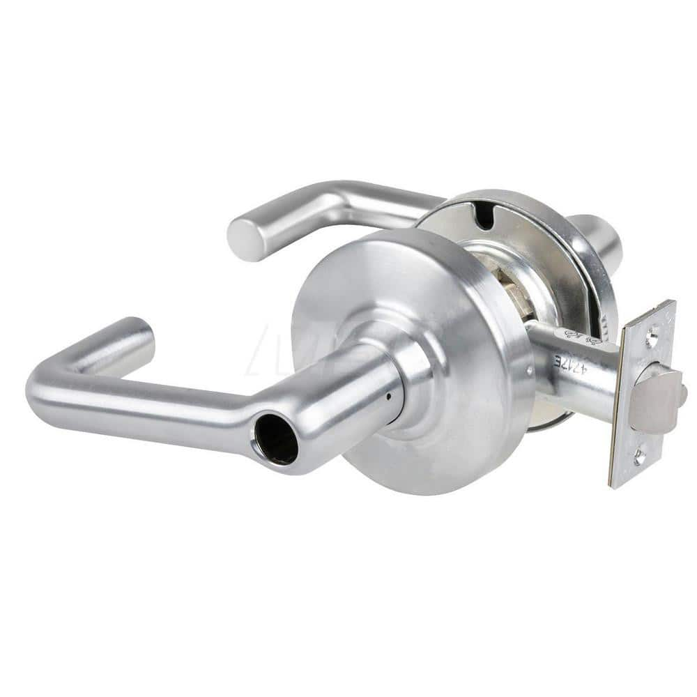 Lever Locksets; Type: Cylindrical Lock; Key Type: Keyless; Strike Type: Curved Lip Strike; Finish/Coating: Satin Chrome; Material: Metal; Material: Metal; Door Thickness: 1.75 in; Backset: 2.75 in; Cylinder Type: No Keyway; Minimum Order Quantity: Metal;