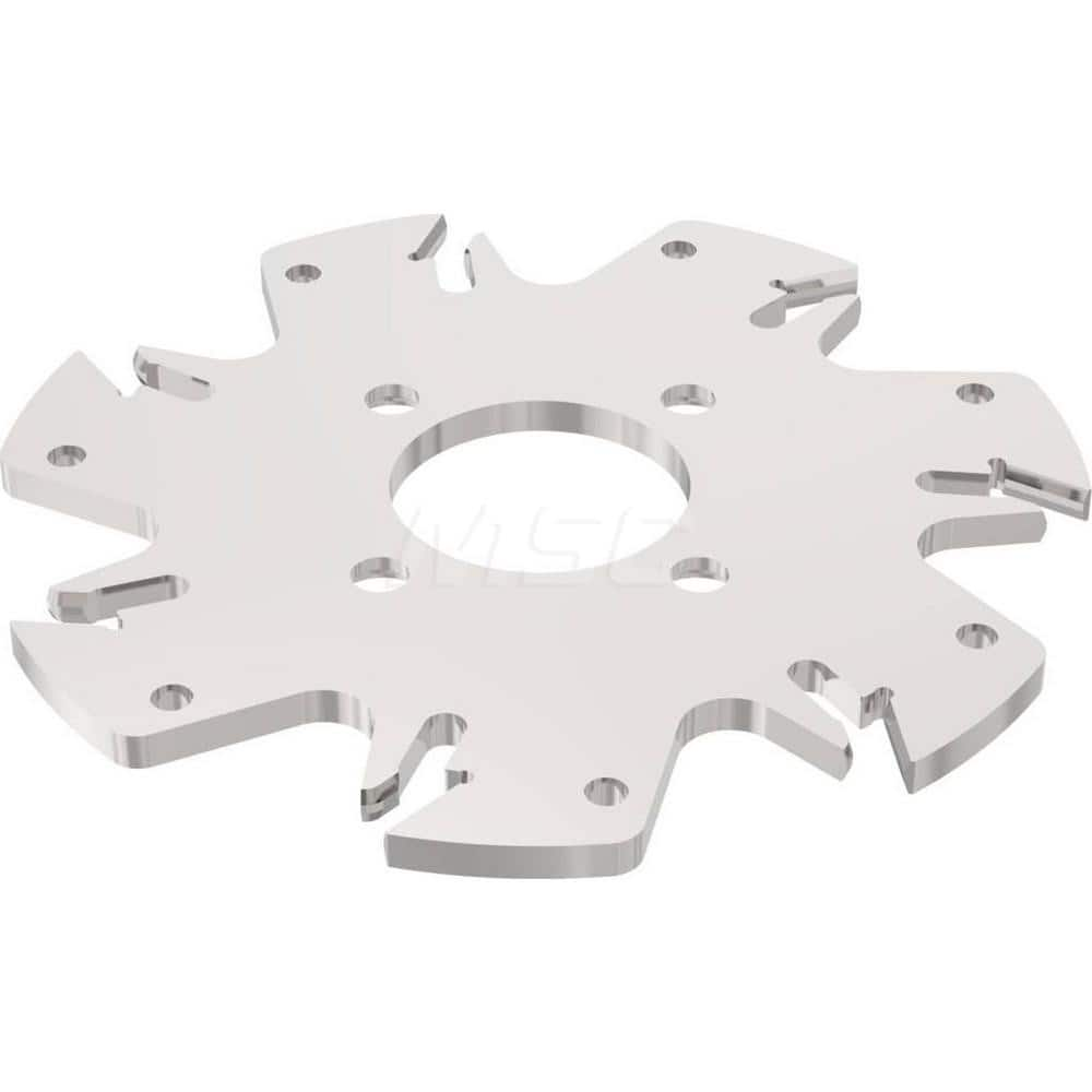 Indexable Slotting Cutter: 4.1 mm Cutting Width, 100 mm Cutter Dia, Arbor Hole Connection, 25.5 mm Depth of Cut, Right Hand Cut Screw, Uses 7 150.10 Inserts, 7 Teeth, Straight, Positive, Steel, Uncoated