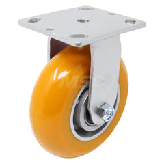 Rigid Top Plate Caster: Polyurethane, 6″ Wheel Dia, 2″ Wheel Width, 1,000 lb Capacity, 7-1/2″ OAH 4″ Plate Length, 4.5″ Plate Width