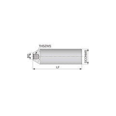 Replaceable Tip Milling Shank: Series VSSD, 16″ Straight Shank S08 Neck Thread, 11.6″ Neck Dia, Steel