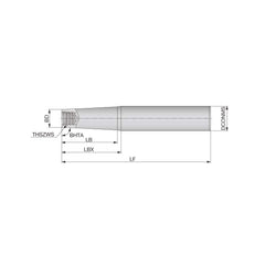 Replaceable Tip Milling Shank: Series VTSD, 32″ Straight Shank S15 Neck Thread, 23.9″ Neck Dia, Solid Carbide