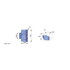 Modular Reamer Heads; Head Diameter (Inch): 24.0000; Head Diameter (mm): 24.0000; Reamer Finish/Coating: Coated; TiAlN; Flute Type: Spiral; Head Length (Decimal Inch): 12.80 mm; Hole Tolerance: h7; Spiral Direction: Left Hand; Cutting Direction: Right Han