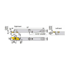 Indexable Cutoff Toolholder: 0.4134″ Max Depth of Cut, 0.7874″ Max Workpiece Dia, 0.0236″ Min Insert Width, Right Hand 0.625″ Shank Height, 0.625″ Shank Width, Uses 06, 12, 16 & 20 Inserts, Series JSXX