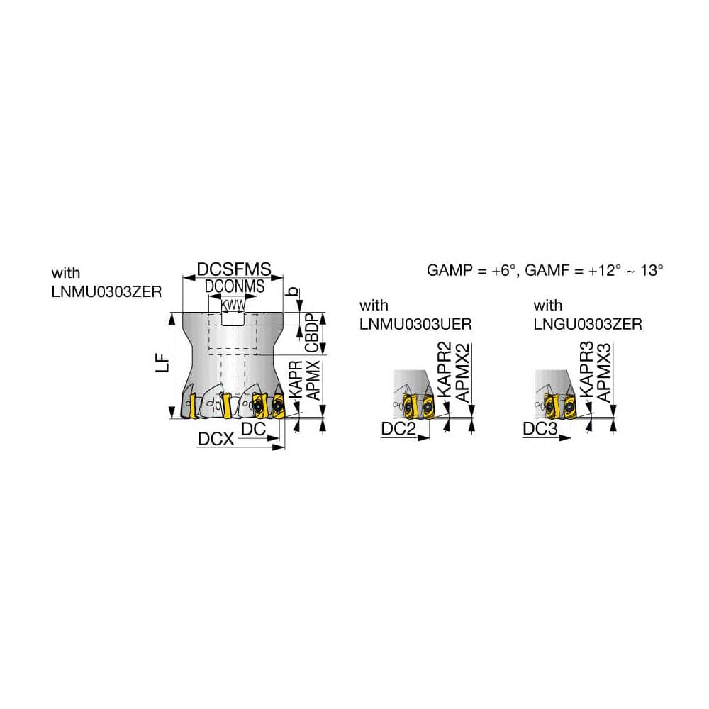 Indexable High-Feed Face Mills; Minimum Cutting Diameter: 43.60 mm; Maximum Cutting Diameter: 50.00 mm; Maximum Depth Of Cut: 1.00 mm; Arbor Hole Diameter (mm): 22.23; Compatible Insert Size Code: 0303; Maximum Ramping Angle: 0.4; Series: TXN; Cutter Styl