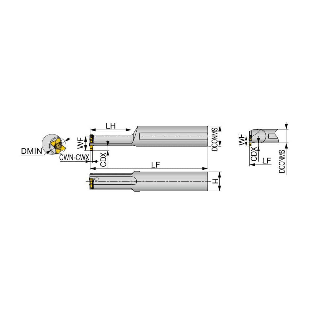 Indexable Grooving Toolholder:  E08-STCIL10-D10U,  0.0980″ Max Groove Width Uses 10 Inserts,  0.4750″ Shank Height,  Through Coolant