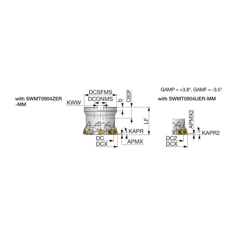 Indexable High-Feed Face Mills; Minimum Cutting Diameter: 3.4055 in; Maximum Cutting Diameter: 4.0000 in; Maximum Depth Of Cut: 0.0590 in; Arbor Hole Diameter (mm): 1.50; Compatible Insert Size Code: 0904; Maximum Ramping Angle: 0.6; Series: TXSW; Cutter