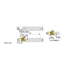 Indexable Grooving Toolholder:  STCL3232-38, Uses 38 Inserts,  No