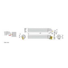 Indexable Grooving Toolholder:  JS19X-STCFL18,  0.1180″ Max Groove Width 0.1378″ Max Depth,  Uses 18 Inserts,  0.7090″ Shank Height,  No