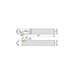 Indexable Grooving Toolholder:  QSER16-2T33,  0.0787″ Max Groove Width 1.2990″ Max Depth,  Uses 2 Inserts,  1.0000″ Shank Height,  1″ Shank Width,  No