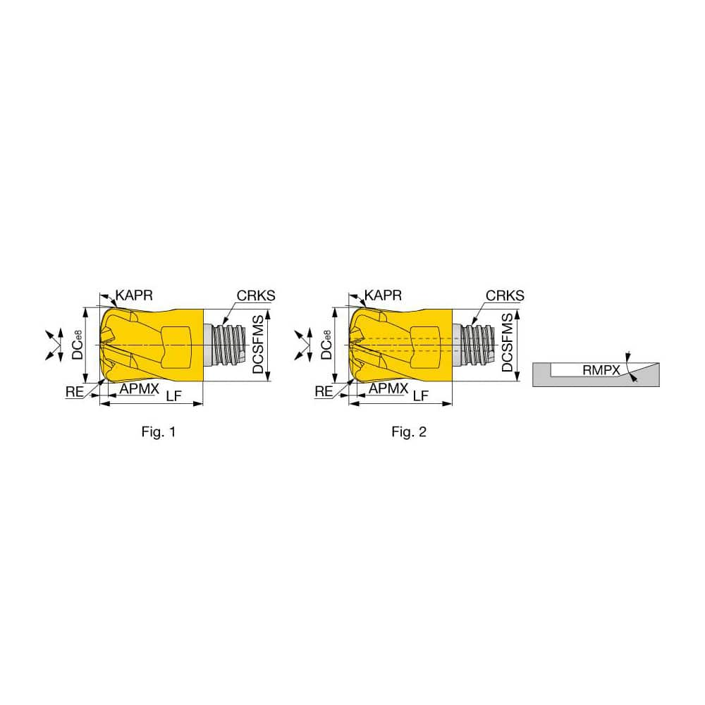 Corner Radius End Mill Head: 6 Flutes S08, TiAlN Coated, Series VFX