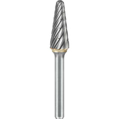 SGS Pro - SL-4, 1/2" Cut Diam, 1/4" Shank Length, NG6, Tungsten Carbide Taper Burr with Radius End - Exact Industrial Supply