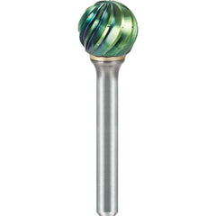 SGS Pro - SD-6, 1/2" Cut Diam, 1/4" Shank Length, NG6, Tungsten Carbide Ball Burr - Exact Industrial Supply