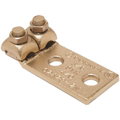 Burndy - Ring Terminals; Terminal Type: Rectangle ; Insulation Type: NonInsulated ; Connection Type: Lug ; Compatible Wire Size (AWG): 4-1 (Strand) ; Stud Size (Inch): 3/8 ; Color: Copper - Exact Industrial Supply