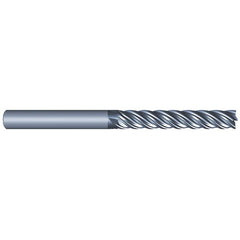 Corner Radius End Mill: 3/4″ Dia, 3″ LOC, 0.06″ Radius, 5 Flutes, Solid Carbide 6″ OAL, 3/4″ Shank Dia, Variable ° Helix, AlCrN Coated, Corner Radius End, Centercutting, Series Eliminator