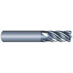 Corner Radius End Mill: 3/4″ Dia, 1-3/4″ LOC, 0.06″ Radius, 5 Flutes, Solid Carbide 4″ OAL, 3/4″ Shank Dia, Variable ° Helix, AlCrN Coated, Corner Radius End, Centercutting, Series Eliminator